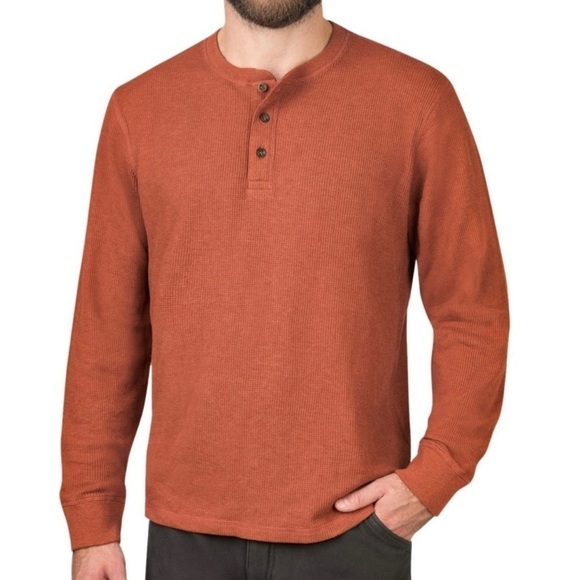 Members Mark Other - MEMBER'S Mark Men's Waffle Knit Long Sleeve Thermal Henley Shirt - M